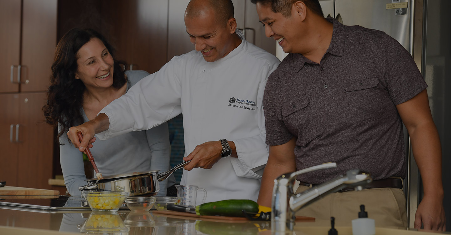 Local chef teaches couple how to take charge of their diabetes in a kitchen